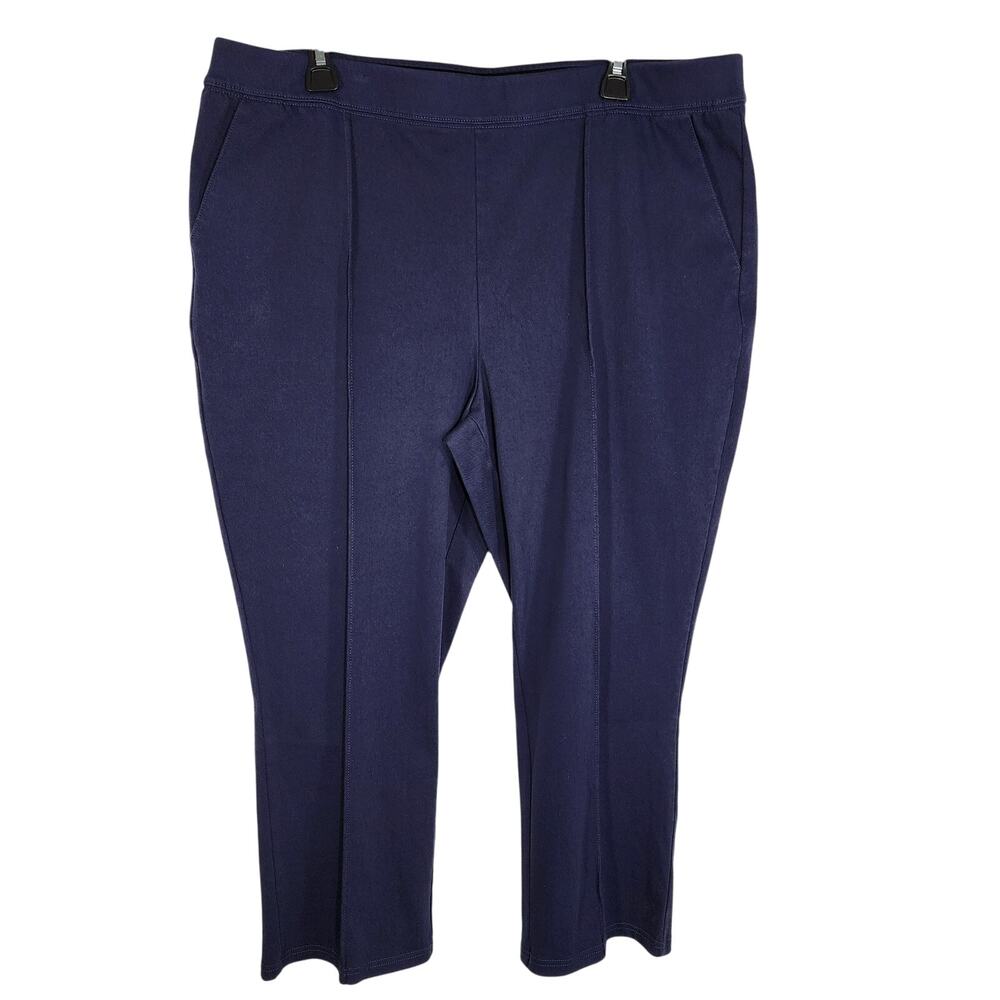 Denim & Co. Women's Pants Size XL Knit Easy Flex Twill Crop Kick Navy A596313